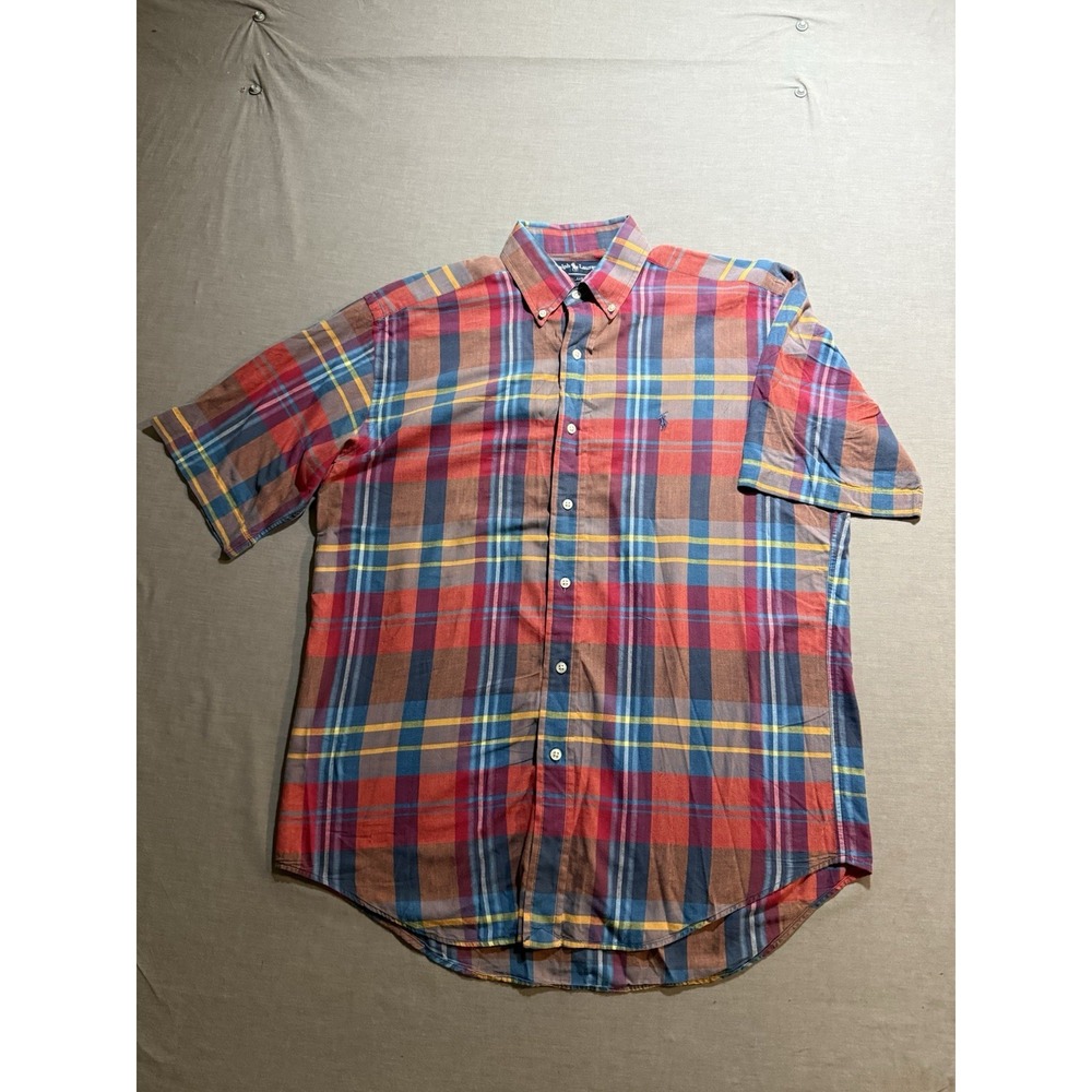 Polo Ralph Lauren Blake Shirt Mens Small Red Plaid Short Sleeve Button Adult.